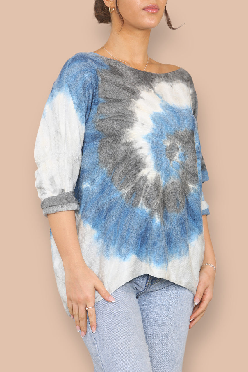 TIE DYE SWIRL FINE KNIT JUMPER