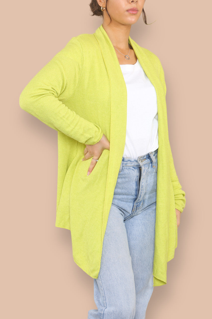 SOFT FINE KNIT CARDIGAN LIME