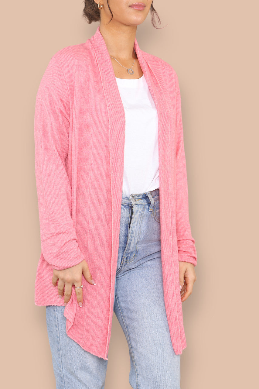 SOFT FINE KNIT CARDIGAN PINK