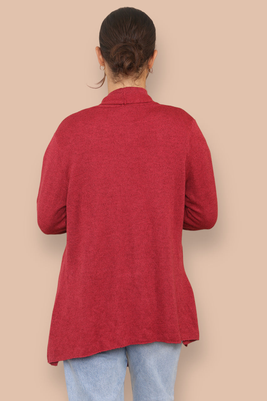 SOFT FINE KNIT CARDIGAN RED