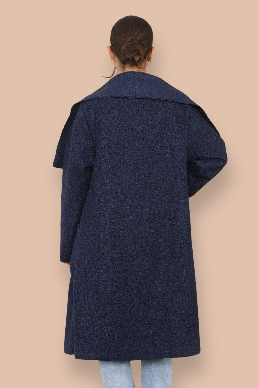 WATERFALL KNITTED WOOL LIGHTWEIGHT COAT NAVY