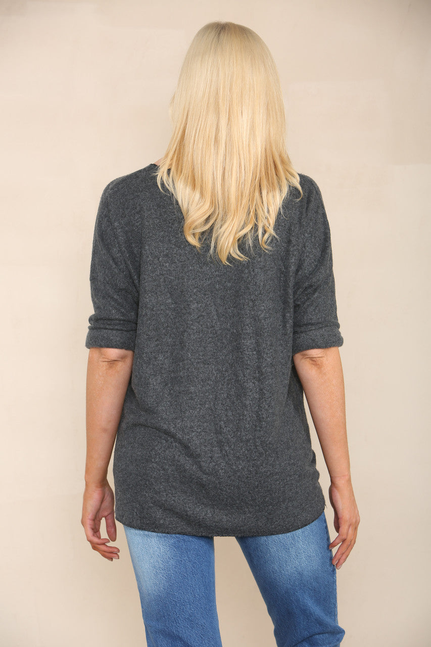FOIL FEATHERS FINE KNIT JUMPER CHARCOAL