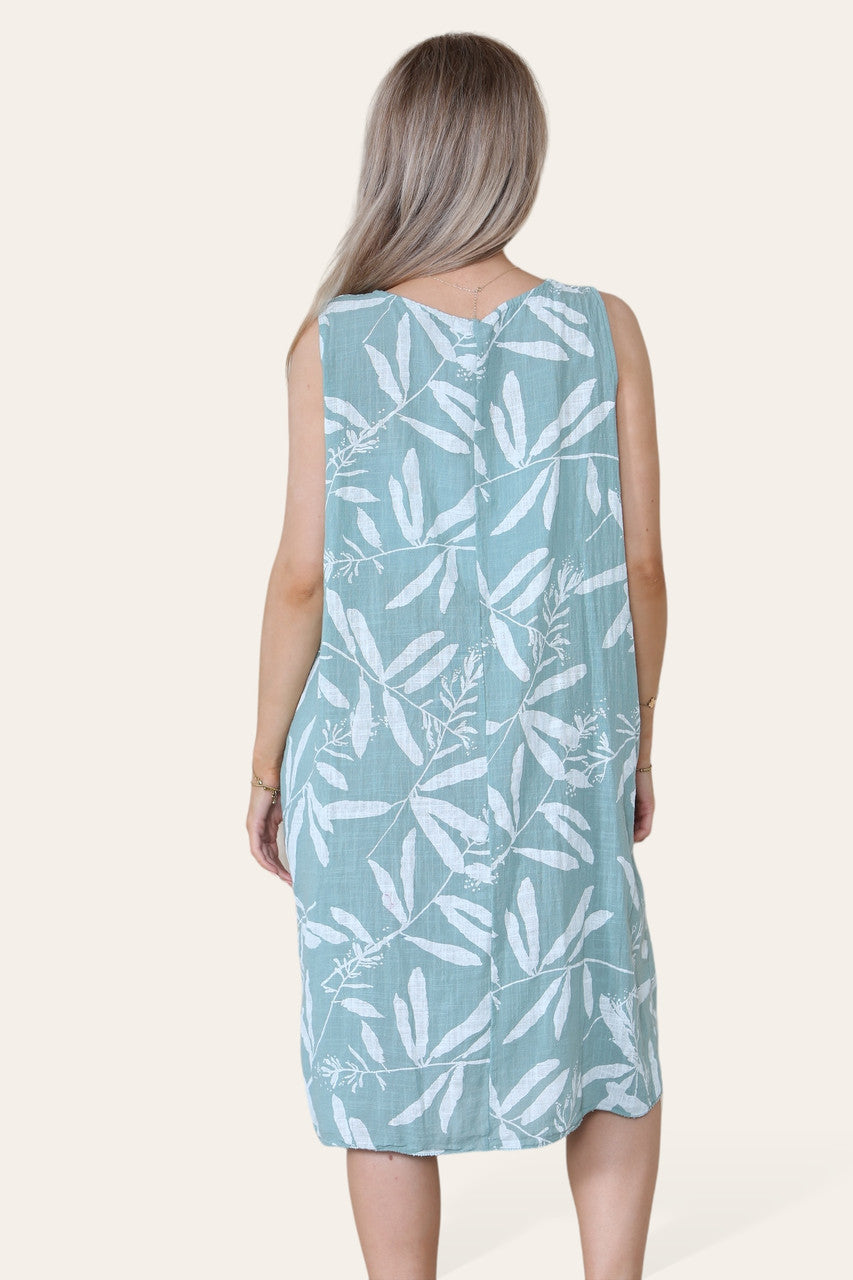 BLADSCHADUW PRINT MOUWLOZE JURK TIFFANY