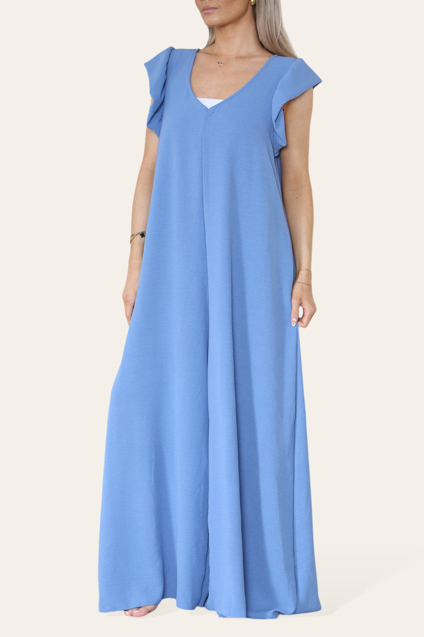 TIE BACK MAXI JUMPSUIT DENIM