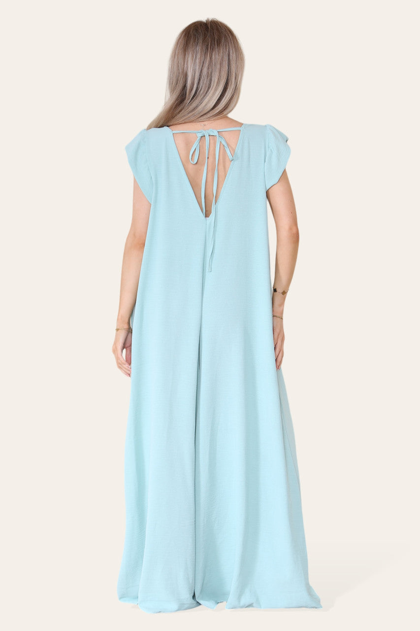MAXI JUMPSUIT MET STRIKSLUITING PEPERMUNT