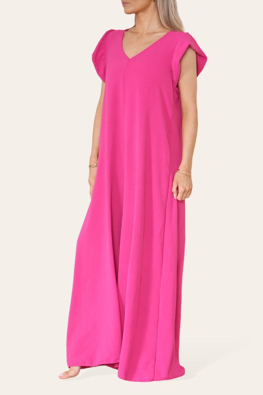 TIE BACK MAXI JUMPSUIT CERISE