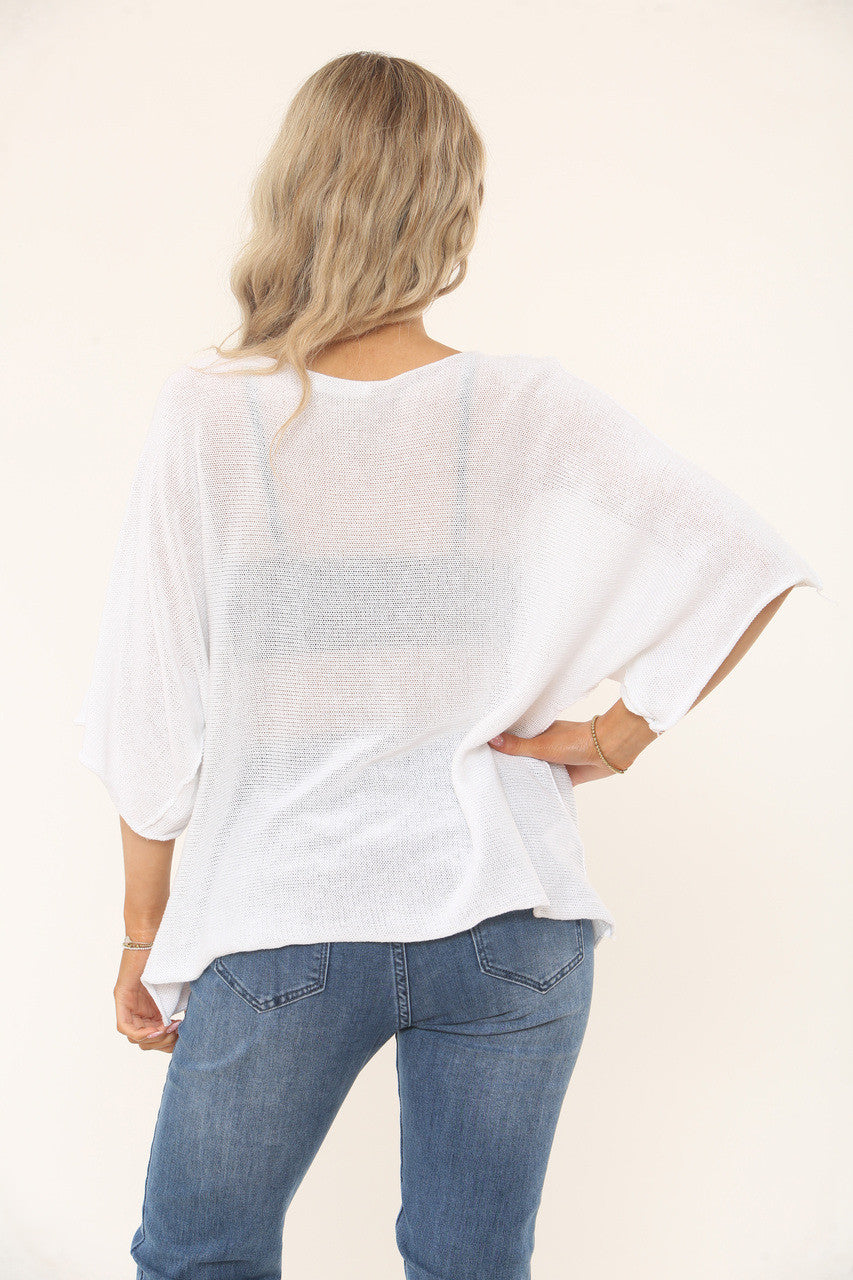 OVERSIZED TRUI MET VLEERMUISMOUWEN - WIT