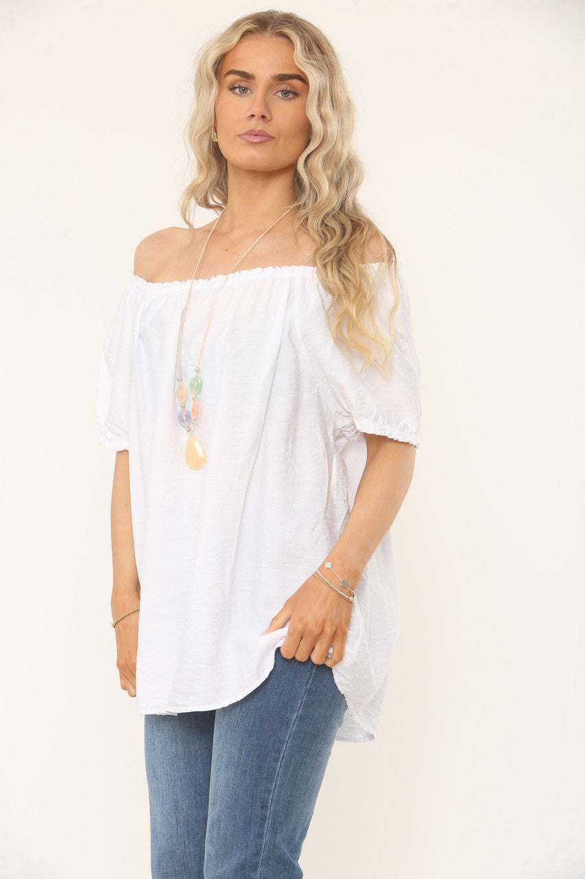 BARDOT TEXTUUR TOP - WIT