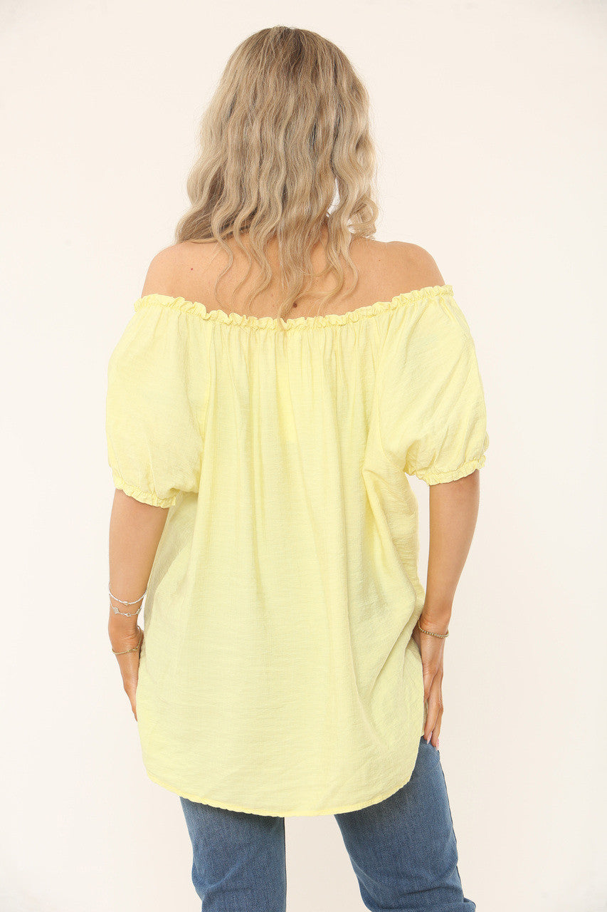 BARDOT TOP MET TEXTUUR - CITROENGEEL