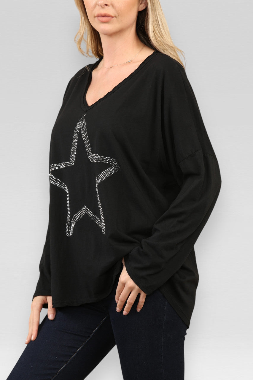 DIAMANTE STER TOP ZWART