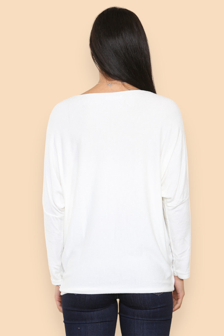 SPARKLE GLITTER STAR KNITTED JUMPER WHITE
