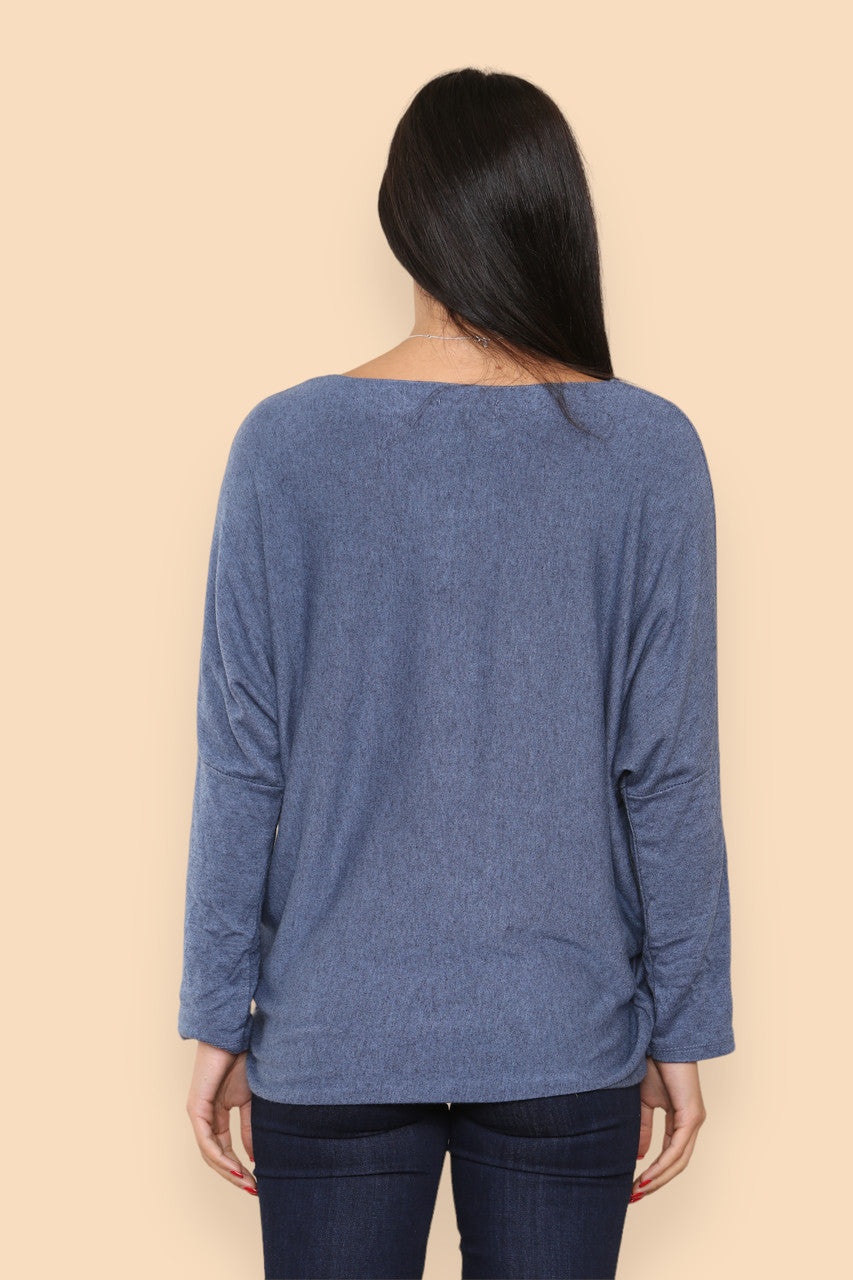 SPARKLE GLITTER STARS KNITTED JUMPER DENIM