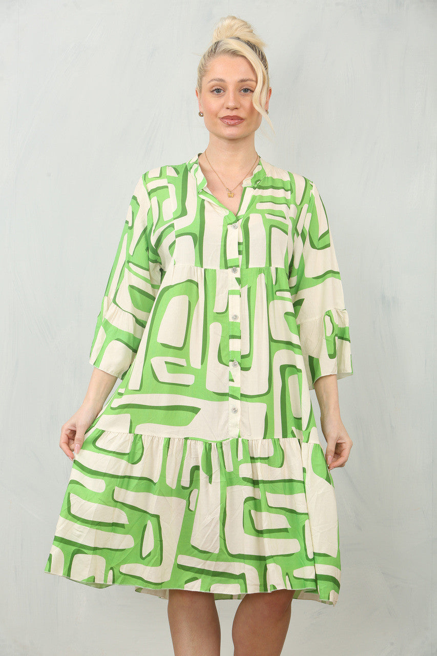 JURK OVERHEMDMODEL MET GEOMETRISCHE PRINT - LIMOEN