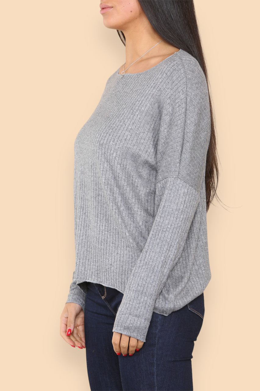 RIB JUMPER TOP GREY