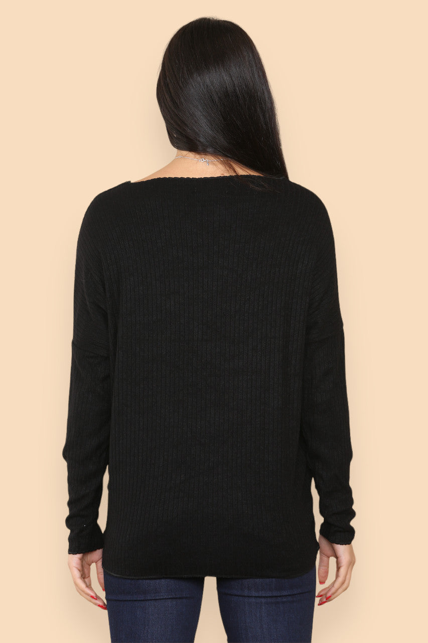 RIB JUMPER TOP BLACK