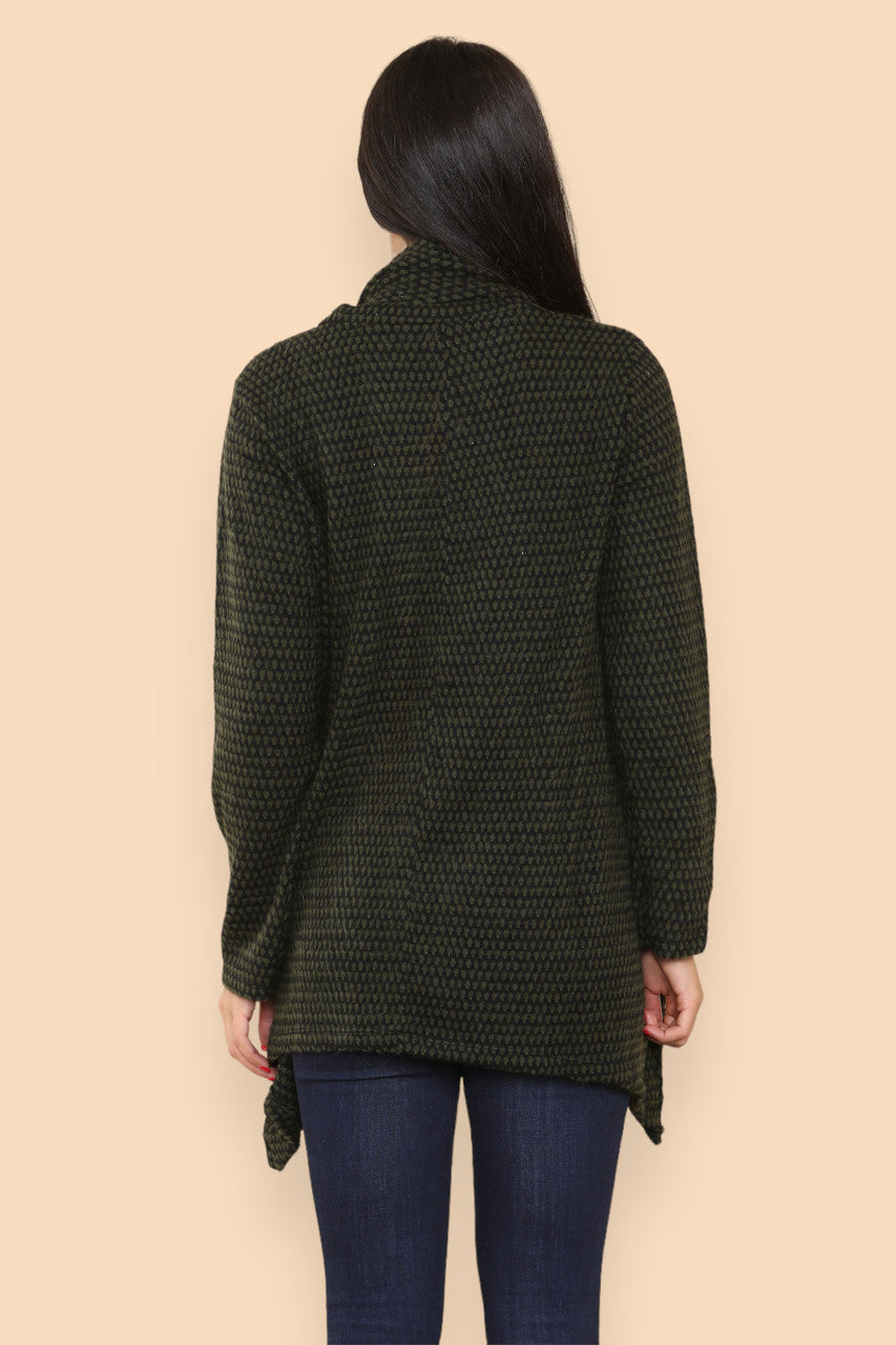 BLOCK KNITTED JUMPER WITH MATCHING SCARF KHAKI