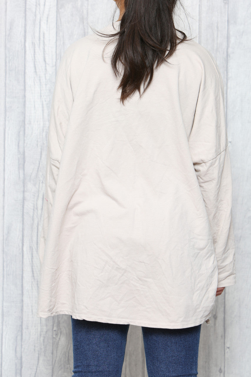 Dames Star Squiggle Sweatshirt Top Stone