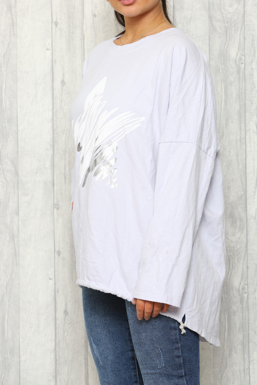 Ladies Star Squiggle Sweatshirt Top Lilac