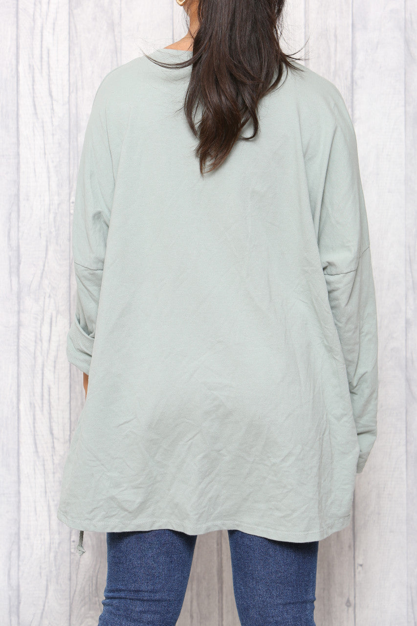 Ladies Star Squiggle Sweatshirt Top Khaki