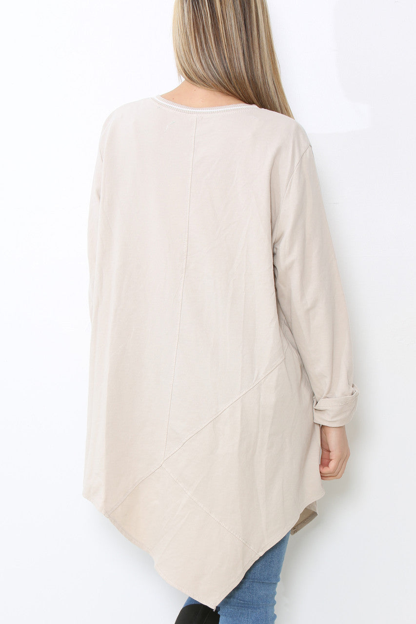 Dames Tuniek Top Effen met Naaddetail Stone