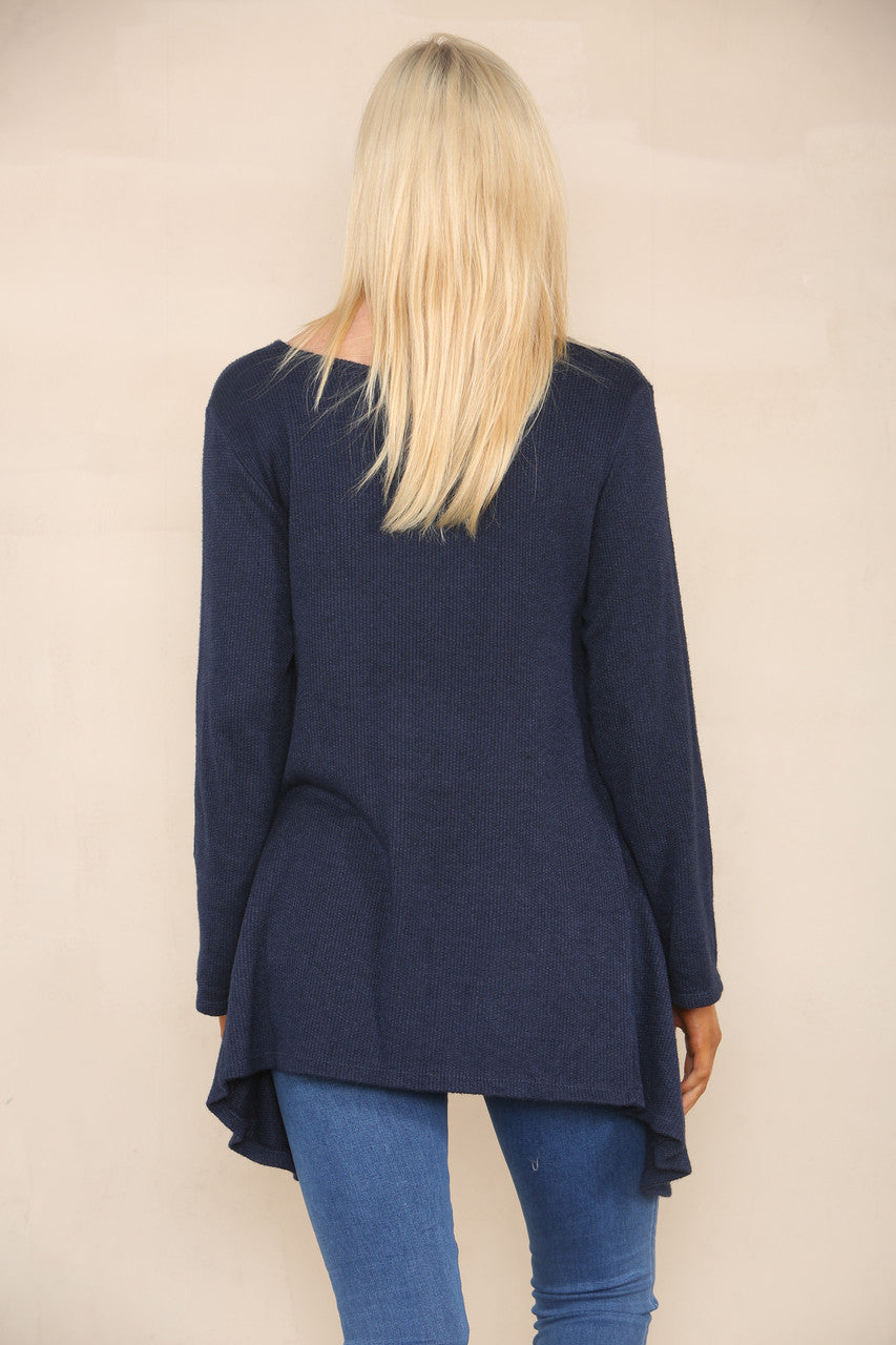 SOFT KNIT SPLIT HEM JUMPER NAVY
