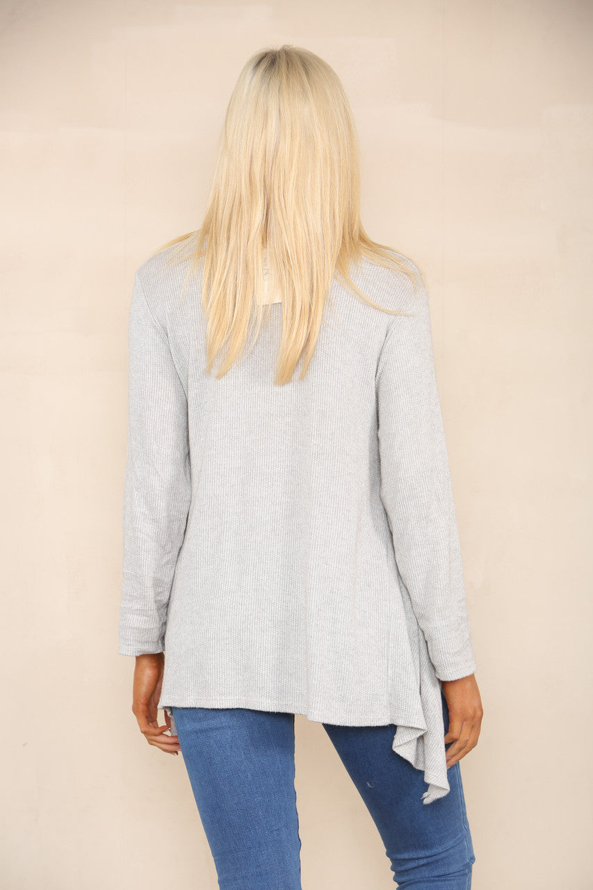 SOFT KNIT SPLIT HEM JUMPER STONE