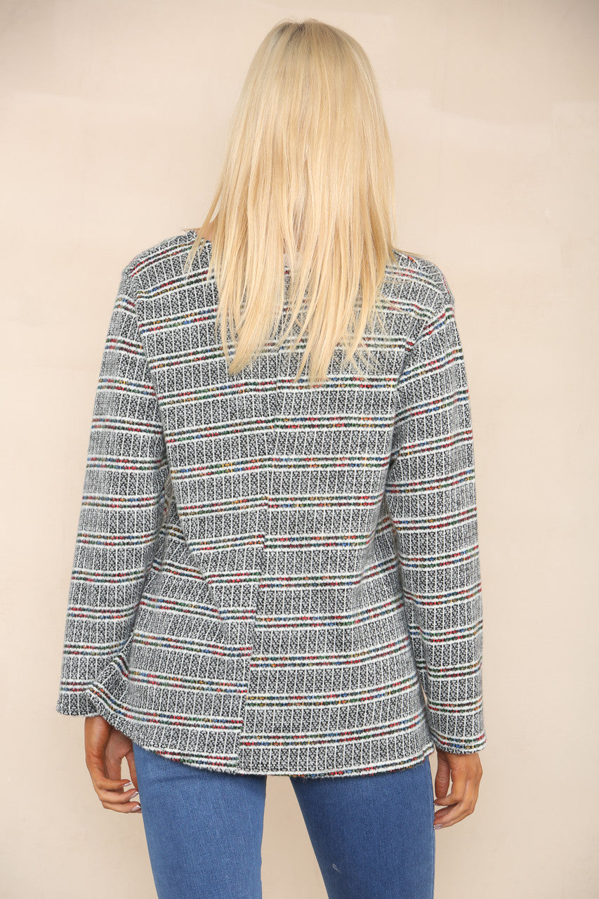 COLOUR FLECK STRIPE YARN KNIT JUMPER WHITE
