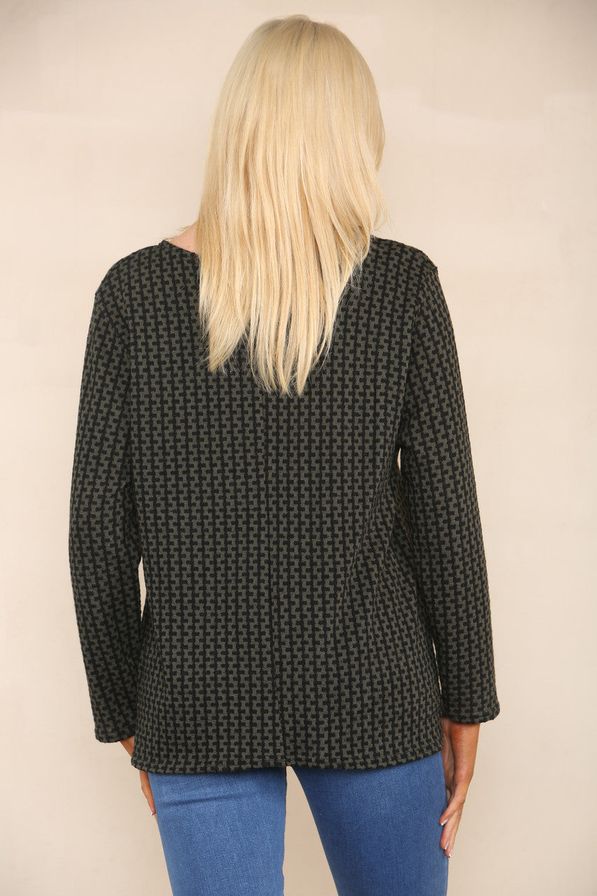 VERTICAL PATTERN YARN KNIT JUMPER KHAKI