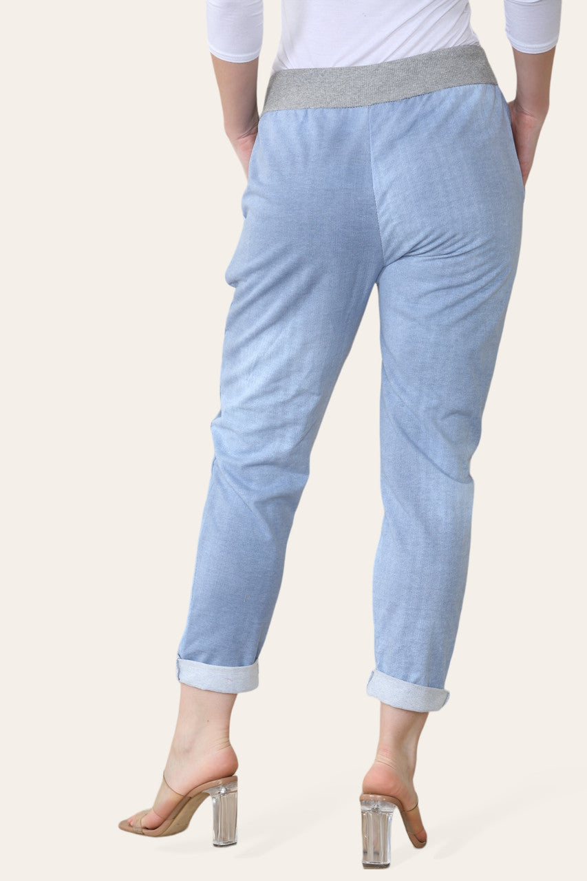 JEAN JOGGING PANT TROUSERS LIGHT BLUE