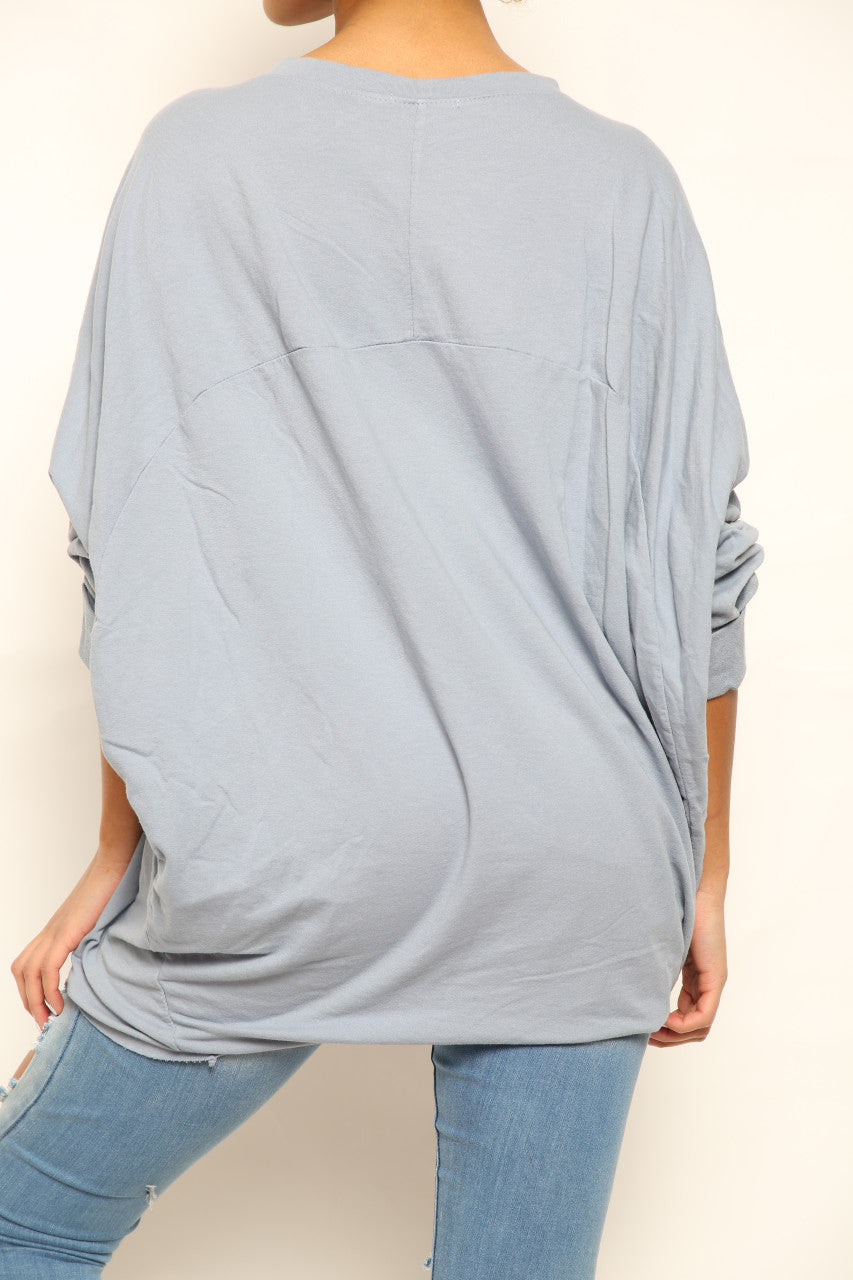 Ladies Foil Heart Scratch Graphic Sweatshirt Top Denim