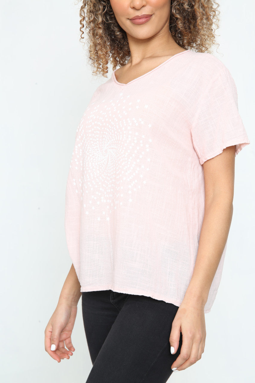 Ladies Starburst Top Dusty Pink