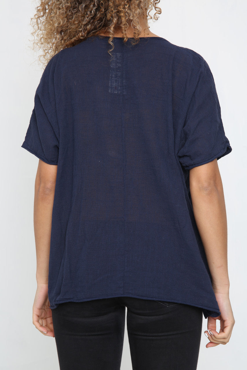 Ladies Dandelion Outline Top Navy