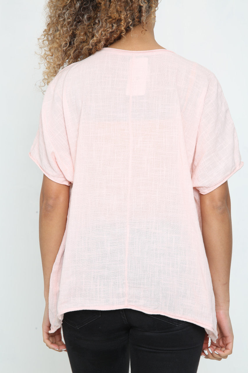 Ladies Dandelion Outline Top Dusty Pink