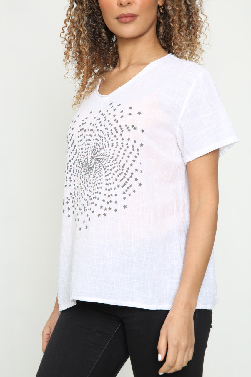 Ladies Starburst Top White