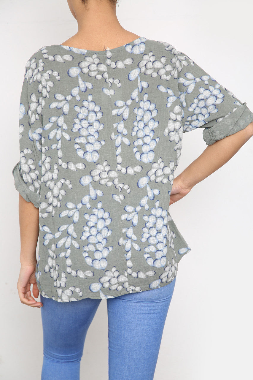 Ladies Bubble Print Top Khaki