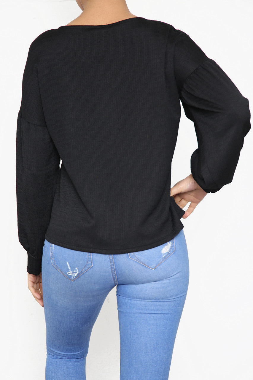 Dames crêpe-achtige top zwart