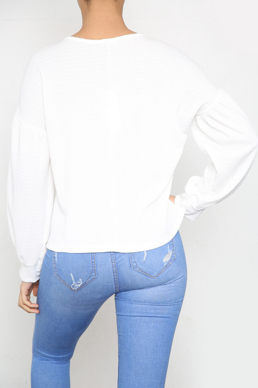 Dames crêpe stijl top wit