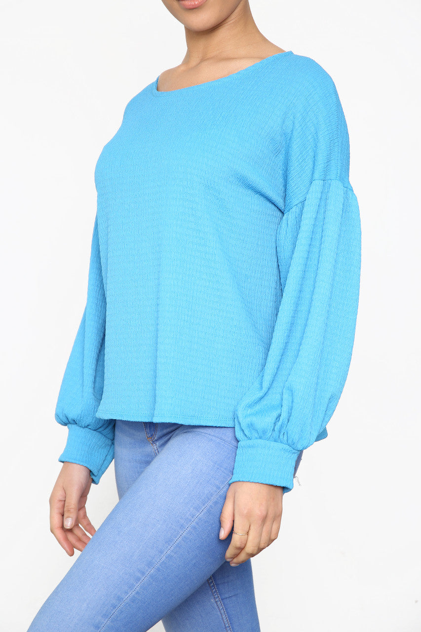 Ladies Crepe Style Top Turquoise