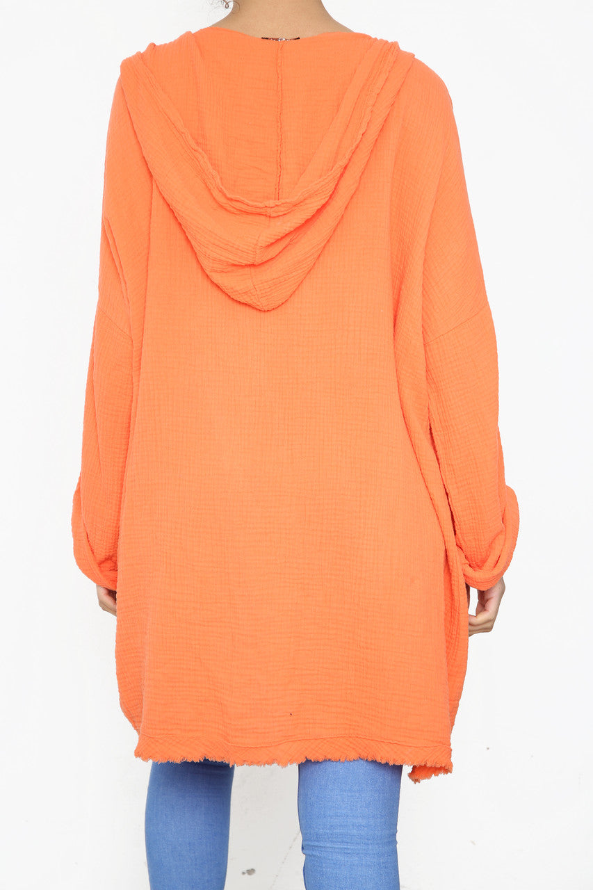 Ladies Hooded Plain Top Orange