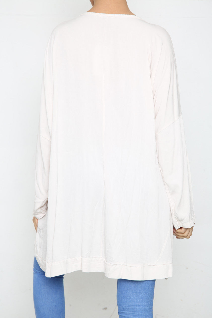 Ladies Sequin Feather Shoulder Detail Top Stone