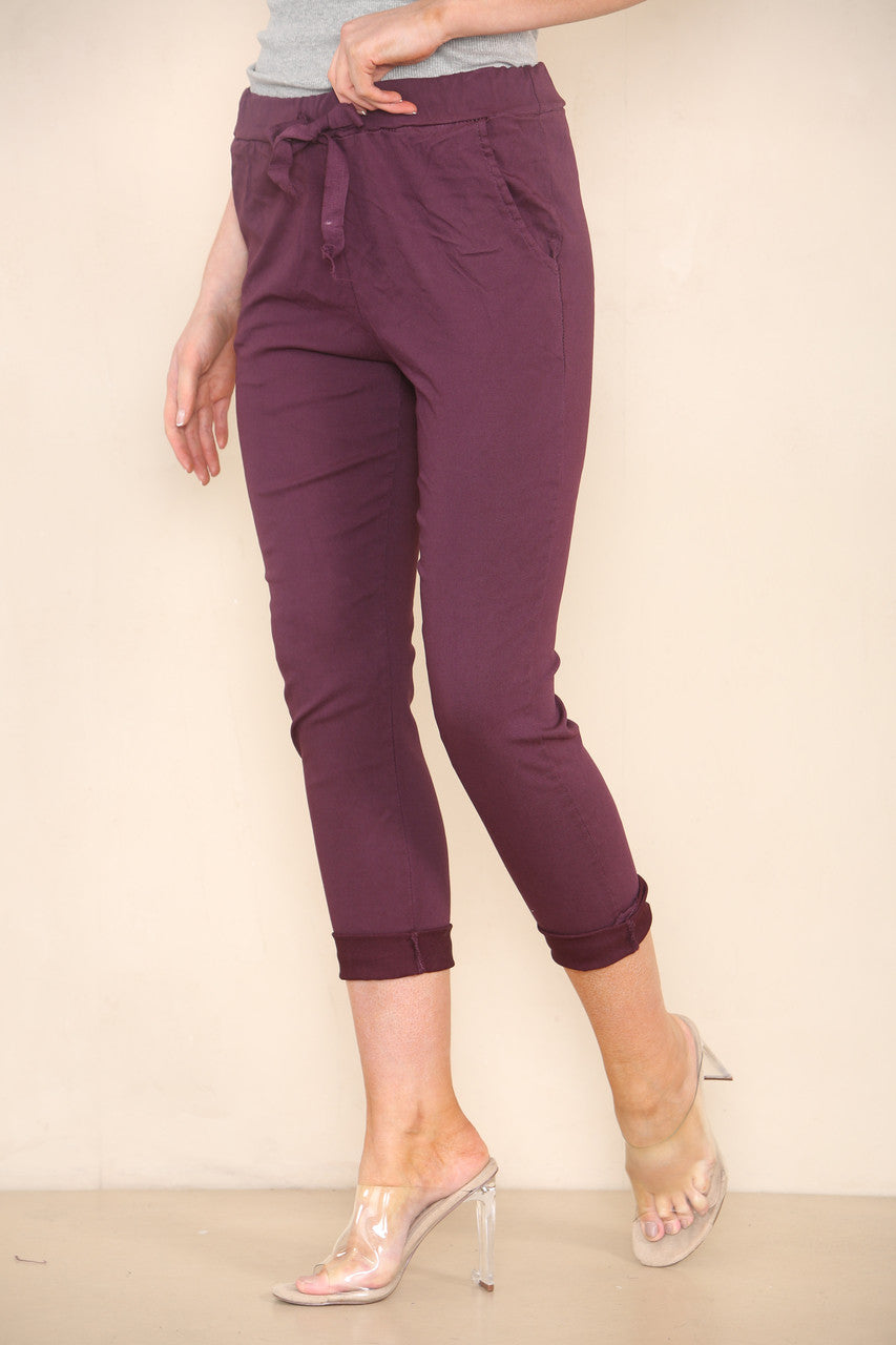 EFFEN ELASTISCHE BROEK PLUM