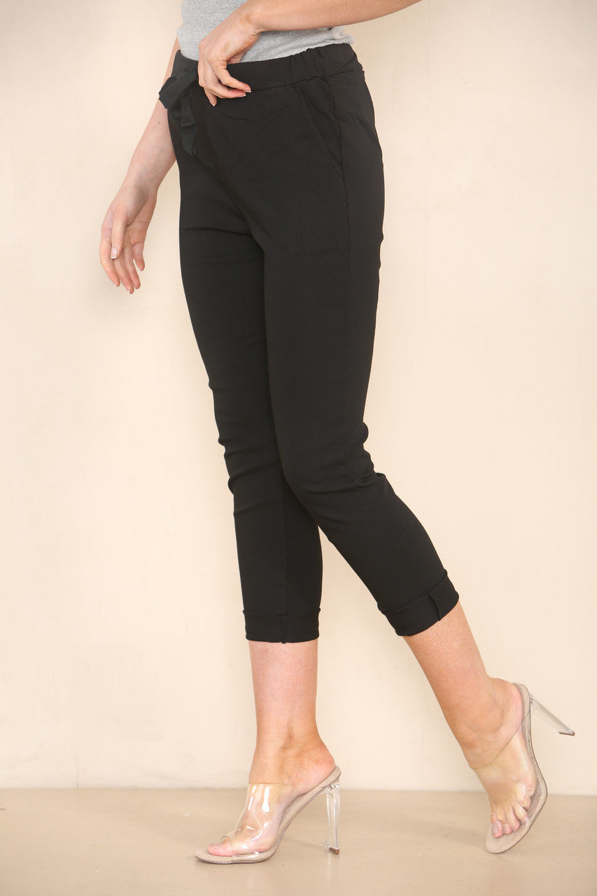 PLAIN ELASTICATED MAGIC STRETCH STYLE TROUSER BLACK