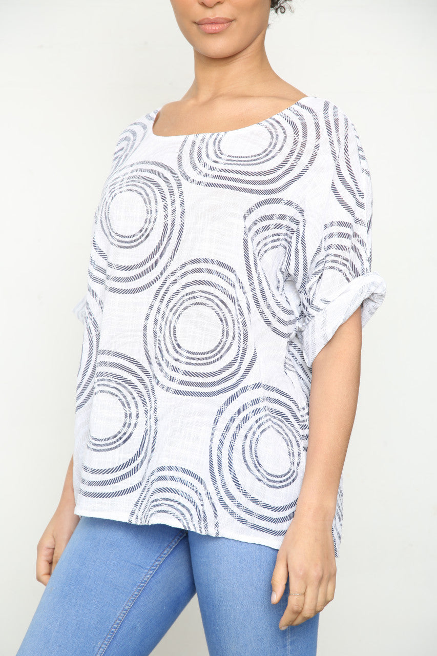 Ladies Circle Ripple Print Box Top Wit