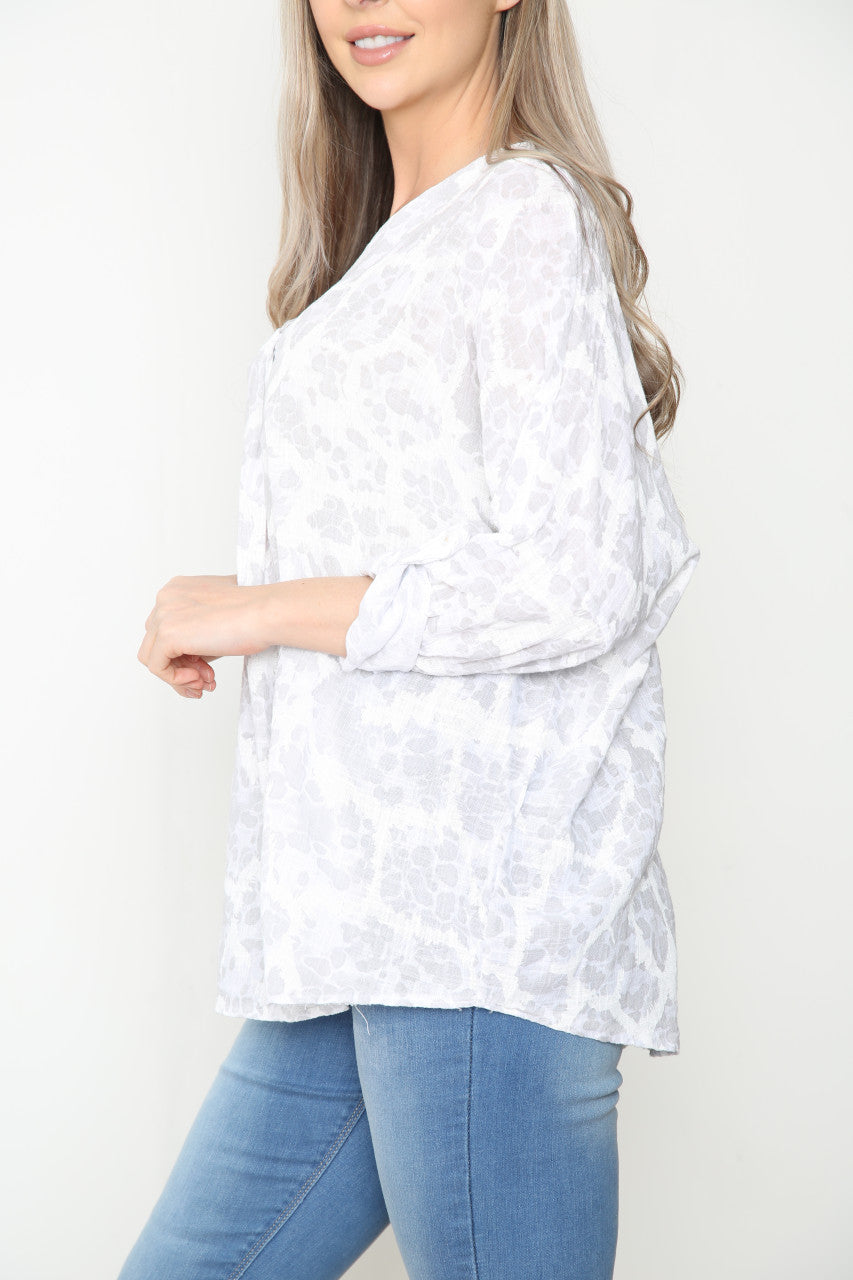 Ladies Pebble Print Top White