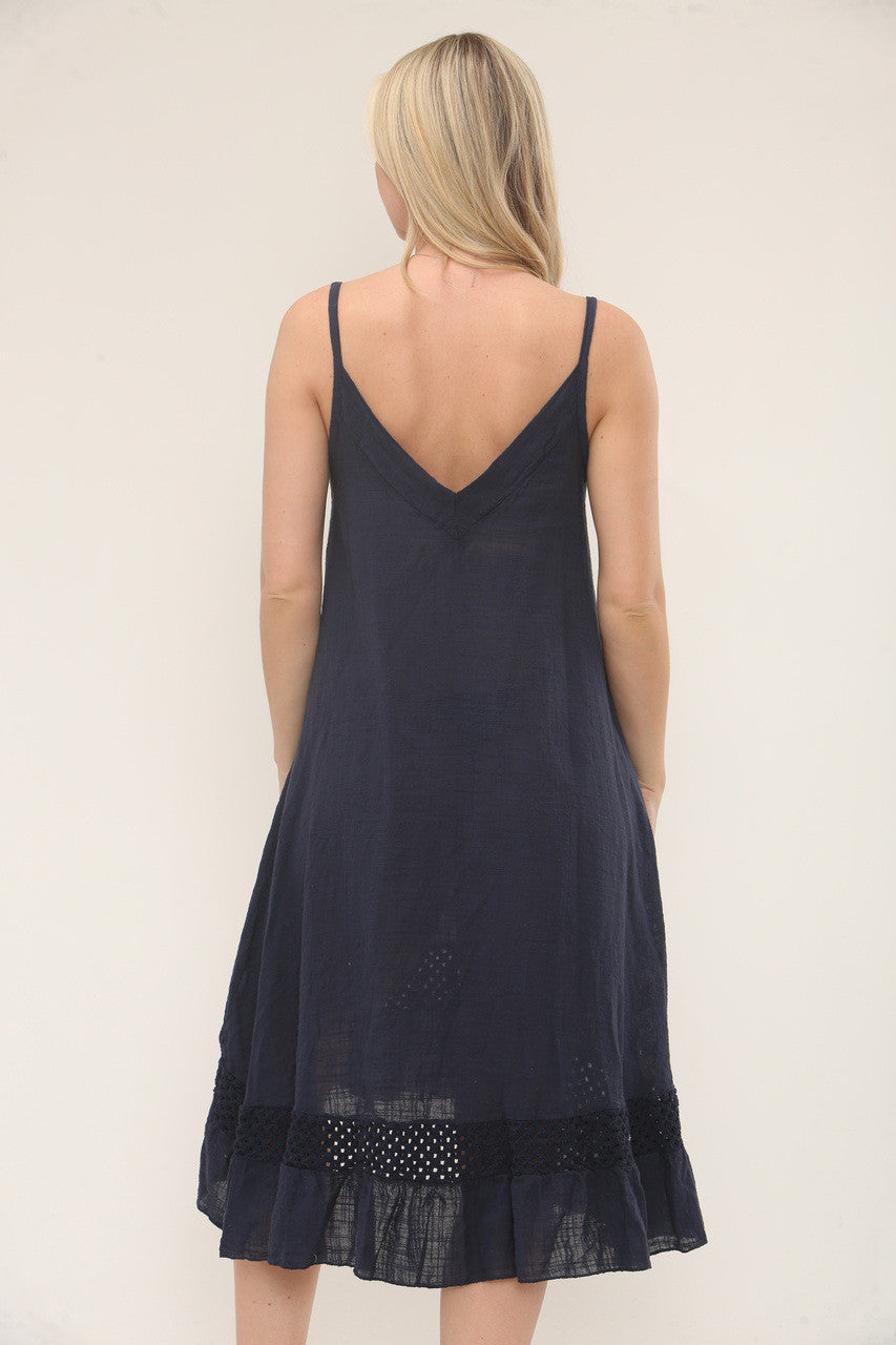 JURK MET KANTEN ZOOMDETAIL - NAVY