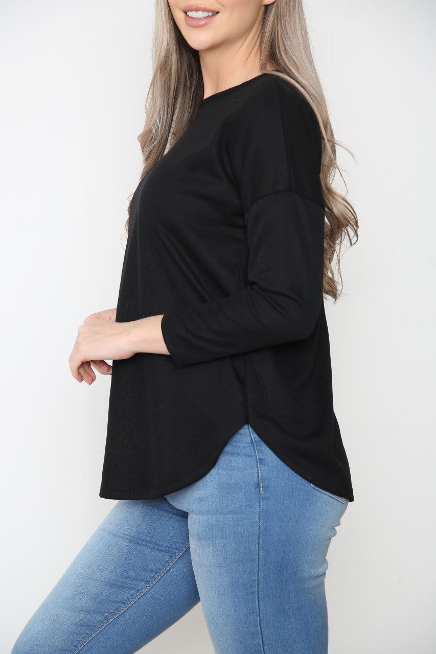 Ladies Ring Back Detail Top Black