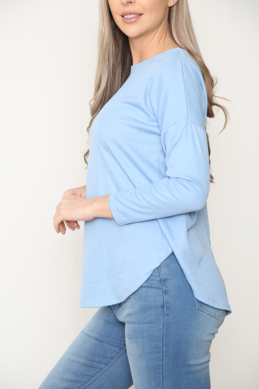 Ladies Ring Back Detail Top Light Blue