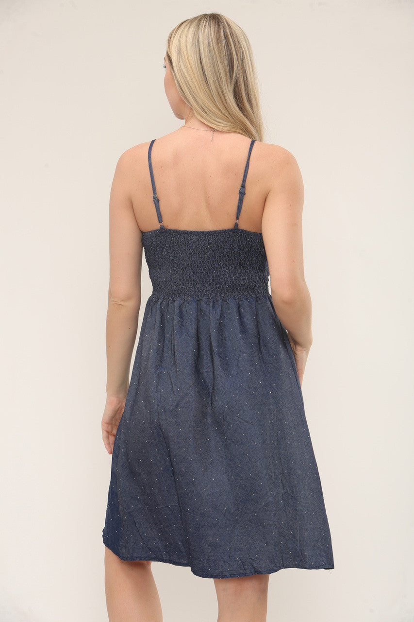 STRAPPY ZOMERJURK MET STRALENDE DETAIL - MARINEBLAUW