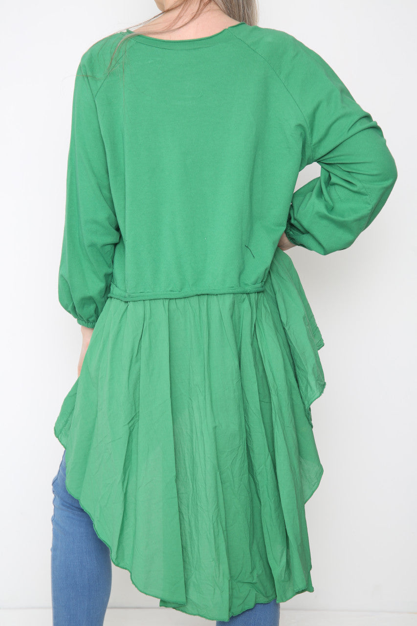 Dames Analgise Star Drop Hem Sweatshirt Top Groen