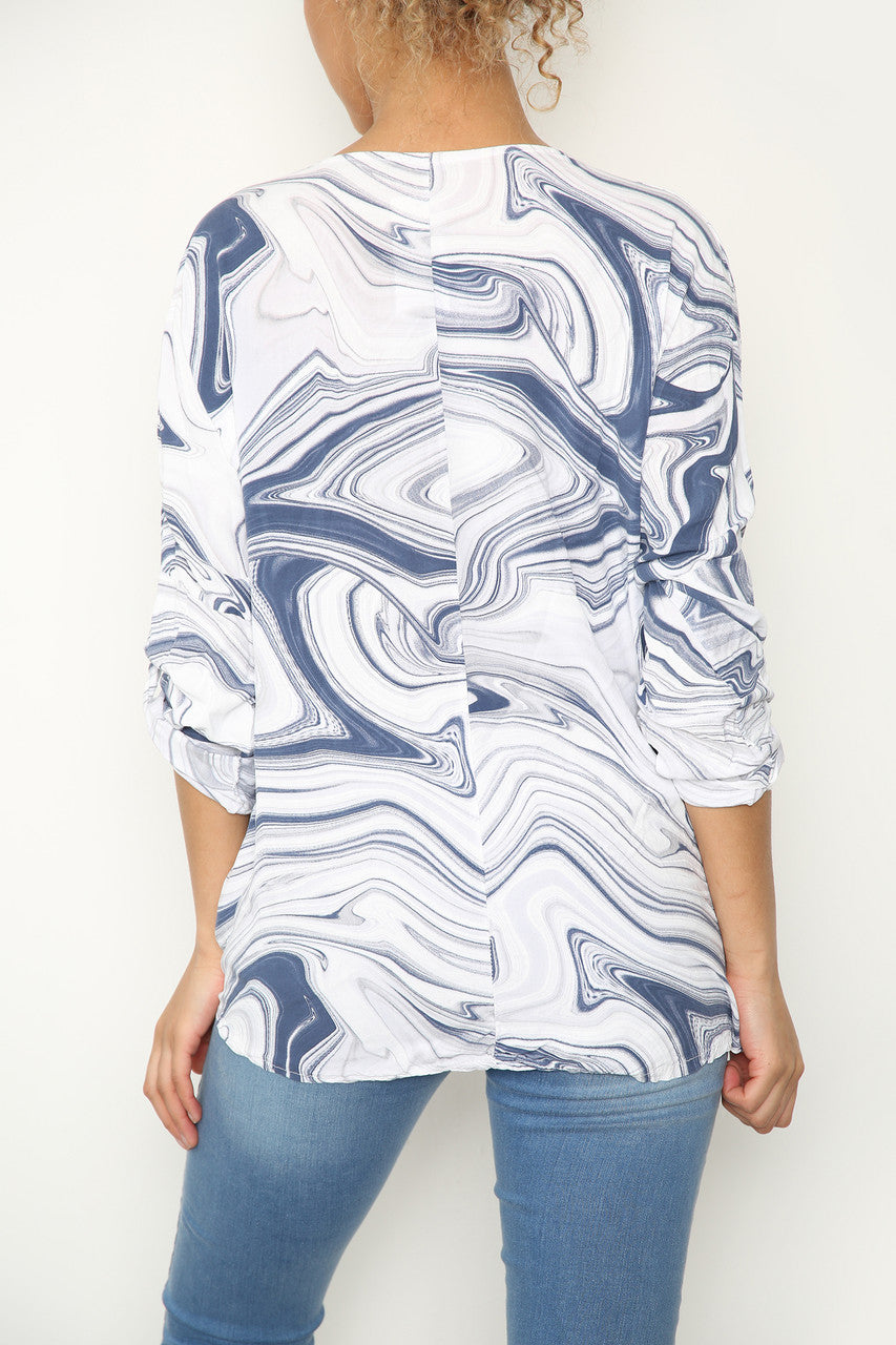 Ladies Tie Dye Swirl Print Top White